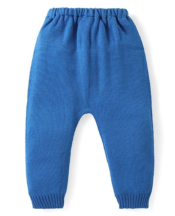 Babyhug Knit Full Sleeves Pullover Sweater Intarsia Design - Blue & Orange