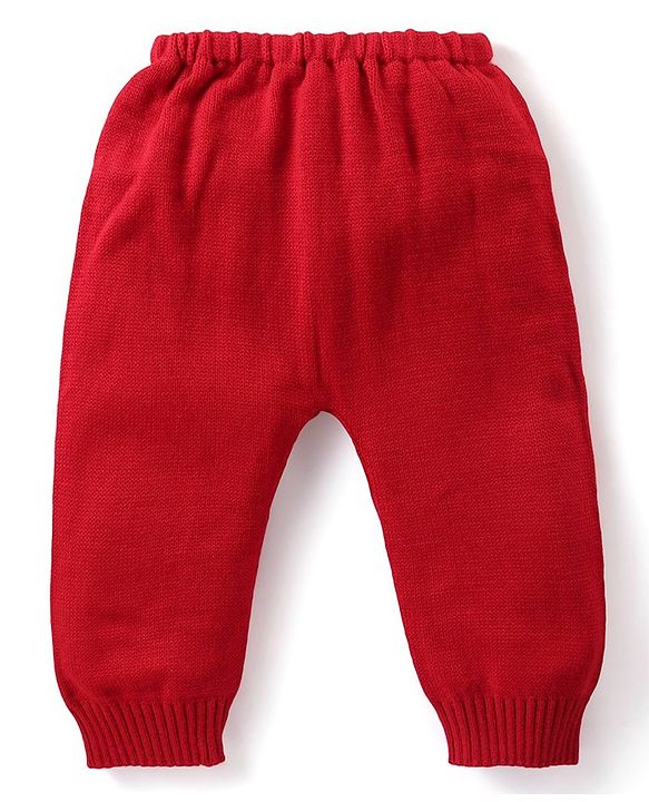 Babyhug Knit Full Sleeves Sweater Set with Christmas Theme Design - Red