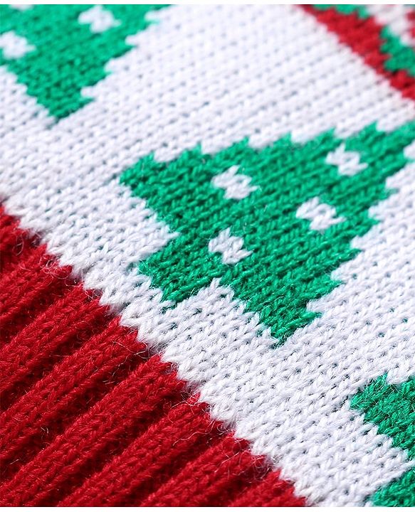 Babyhug Knit Full Sleeves Sweater Set with Christmas Theme Design - Red