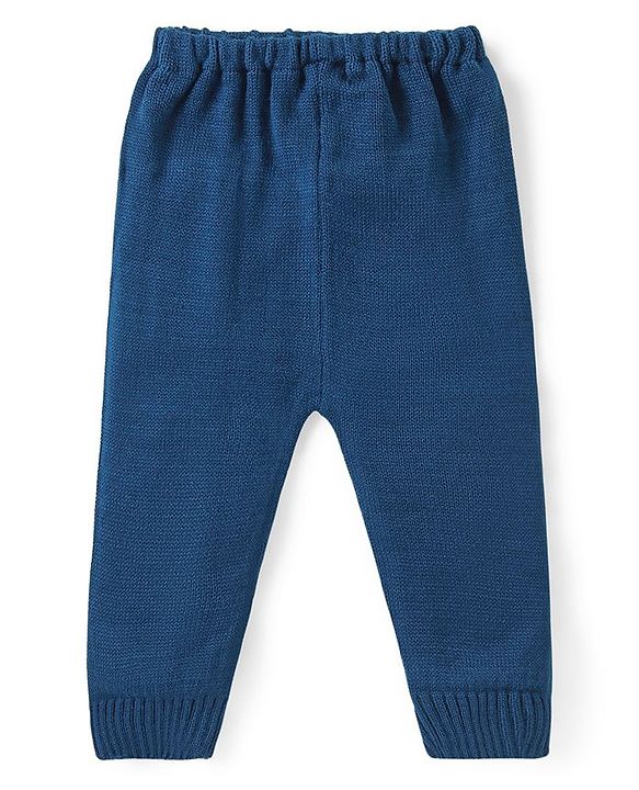 Babyhug Knitted Full Sleeves Sweater Set  with Argyle Design - Navy Blue & Grey