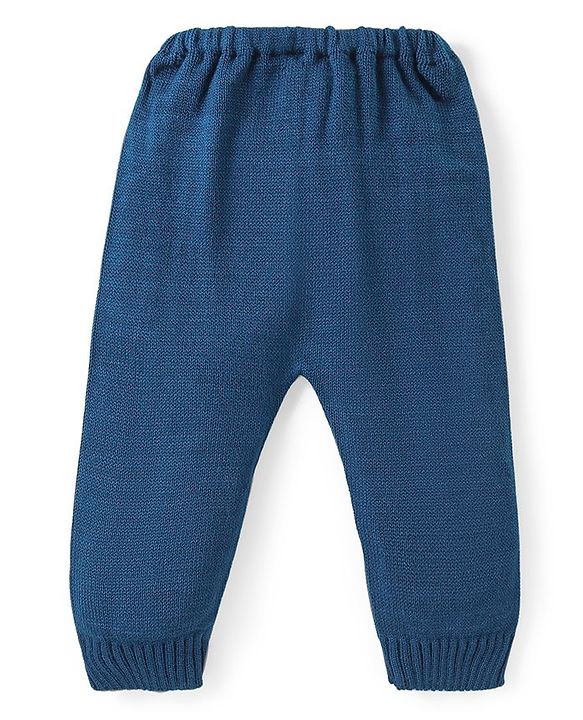 Babyhug Knitted Full Sleeves Sweater Set  with Argyle Design - Navy Blue & Grey