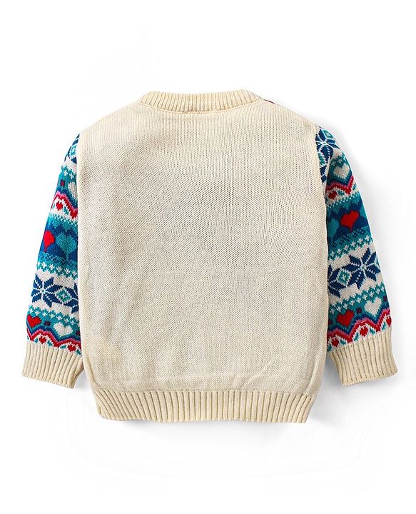 Babyhug Knitted Full Sleeves Pullover Sweater Set with Intarsia Design - Multicolour