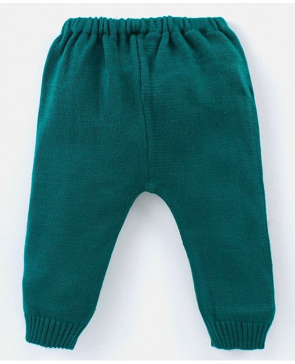 Babyhug Knitted Full Sleeves Striped Sweater Set - Green