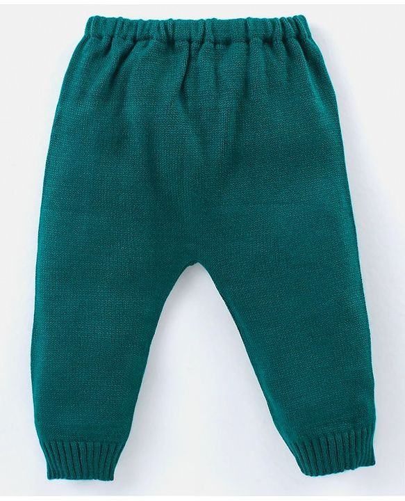 Babyhug Knitted Full Sleeves Striped Sweater Set - Green