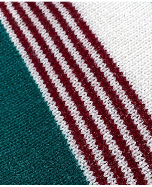 Babyhug Knitted Full Sleeves Striped Sweater Set - Green