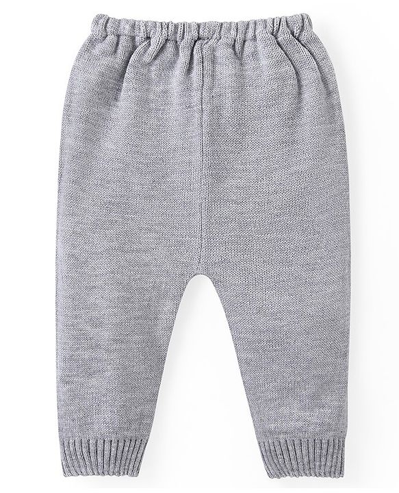 Babyhug Knit Full Sleeves Sweater & Pant Set Santa Claus Design - Grey & Rust