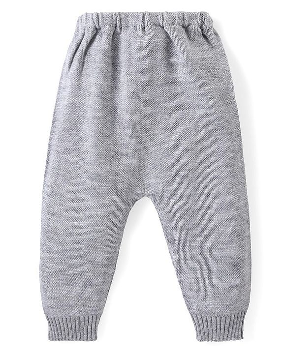 Babyhug Knit Full Sleeves Sweater & Pant Set Santa Claus Design - Grey & Rust