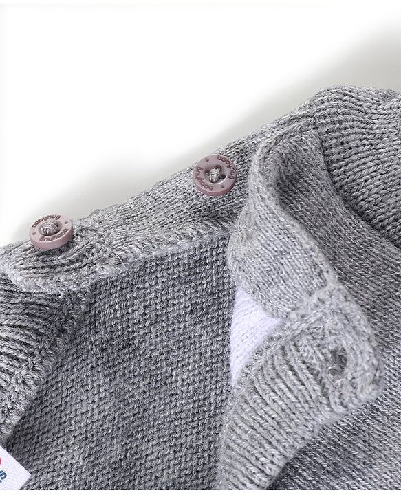 Babyhug Knit Full Sleeves Sweater & Pant Set Santa Claus Design - Grey & Rust