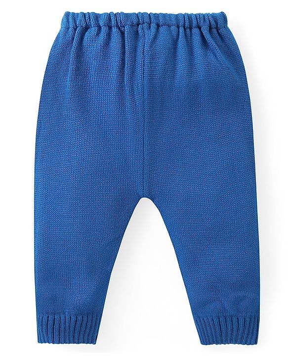 Babyhug Knit Full Sleeves Sweater & Pant Set Star Design - Blue