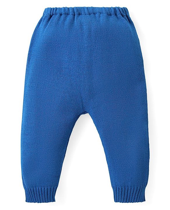 Babyhug Knit Full Sleeves Sweater & Pant Set Star Design - Blue
