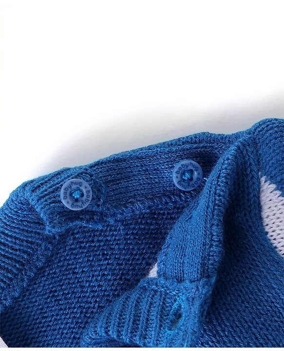 Babyhug Knit Full Sleeves Sweater & Pant Set Star Design - Blue