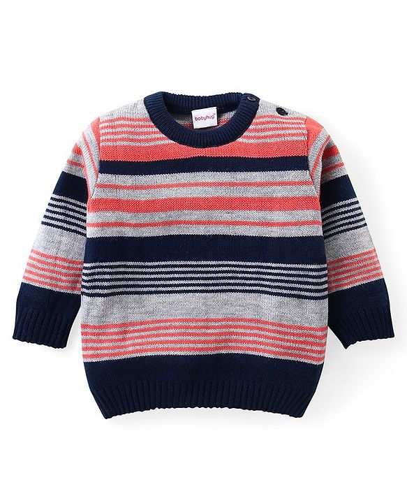 Babyhug Knit Full Sleeves Sweater & Pant Set Stripe Design -Multicolour