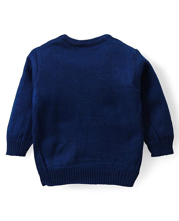 Babyhug Knit Full Sleeves Sweater & Pant Set Stripe & Star Design -Navy Blue