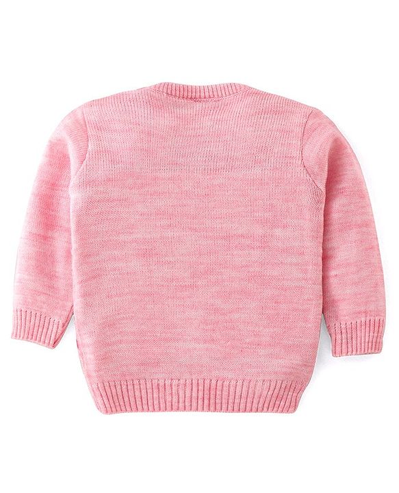 Babyhug Knit Full Sleeves Sweater Set with Heart Design -Pink