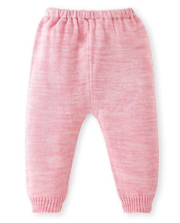 Babyhug Knit Full Sleeves Sweater Set with Heart Design -Pink