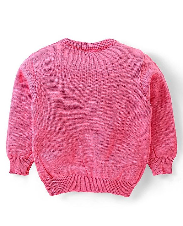 Babyhug Knit Full Sleeves Sweater & Pant Set Heart Design - Pink