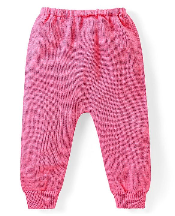 Babyhug Knit Full Sleeves Sweater & Pant Set Heart Design - Pink