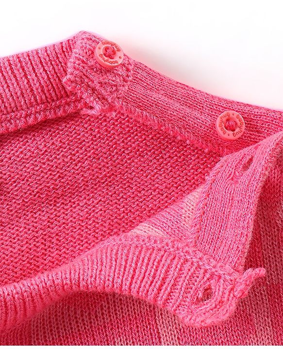 Babyhug Knit Full Sleeves Sweater & Pant Set Heart Design - Pink