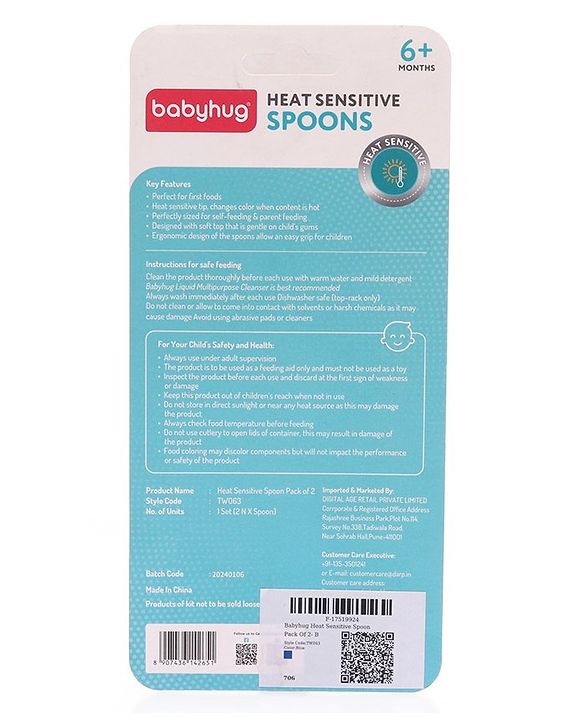 Babyhug Heat Sensitive Spoon Pack of 2- Blue