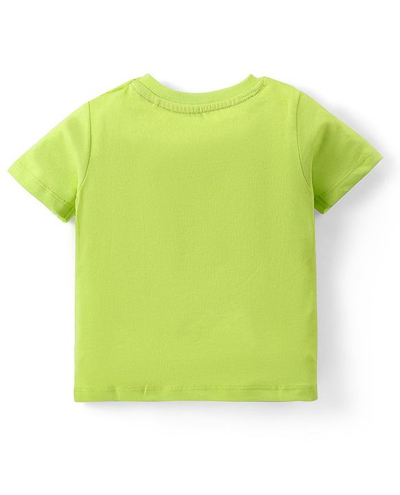 Babyhug Cotton Knit Half Sleeves T-Shirt & Dungaree Set with Dino Print - Multicolour
