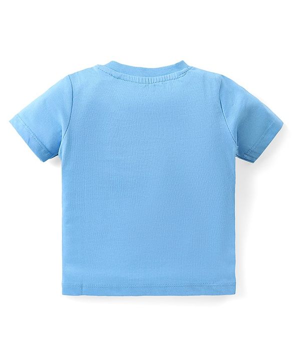 Babyhug Cotton Knit Half Sleeves T-Shirt & Striped Dungaree Set with Tiger Print - Multicolour