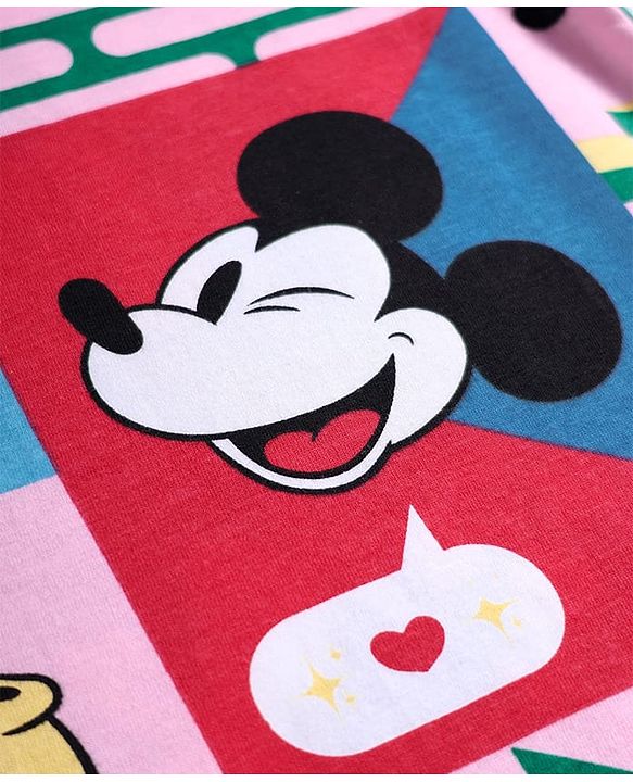 Pine Kids Disney Cotton Knit Half Sleeves T-Shirt with Minnie Mouse Graphics - Multicolor