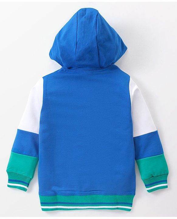 Babyhug Cotton Full Sleeves Cut & Sew Sweatjacket With Hood HD Print - Multicolour