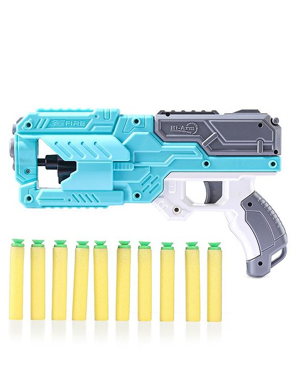 Babyhug Dart Gun With 6 Rotating Drum & 10 Soft Bullet Darts - Blue
