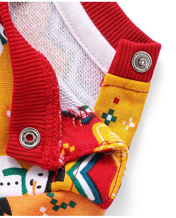 Babyhug Cotton Knit Full Sleeves Sweatshirt With Christmas Theme Print - Multicolor