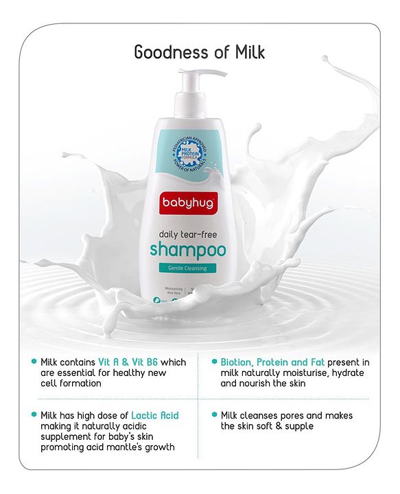 Babyhug Milk Protein Formula Daily Tear Free Shampoo Pack of 2 - 400 ml Each