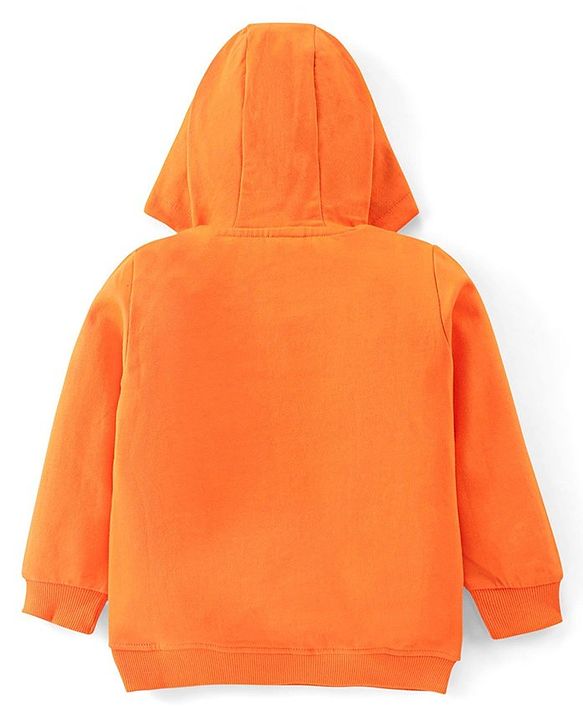 Babyhug 100% Cotton Knit Full Sleeves Sweatshirt with Hood & Halloween Graphics - Orange