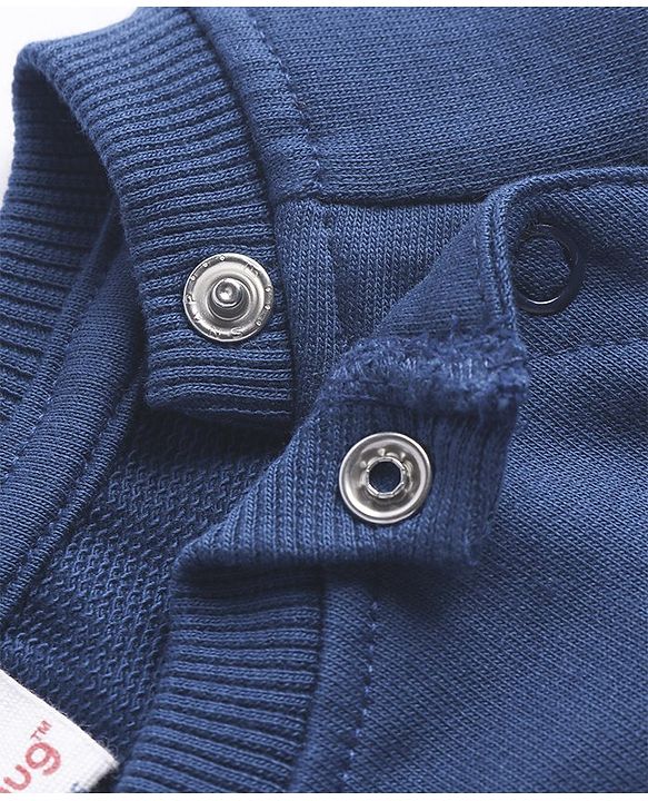 Babyhug 100% Cotton Knit Full Sleeves Overlap Sweatshirt with Foil and Embroidery Detailing - Blue