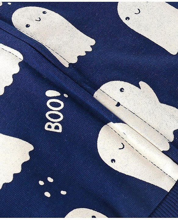 Babyhug Cotton Knit Full Sleeves Halloween Theme Sweatjacket - Navy Blue