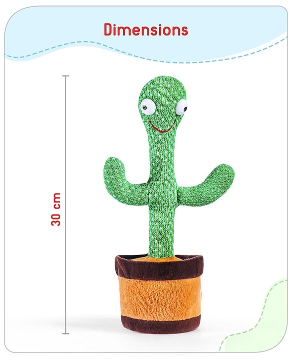 Babyhug Dancing Cactus Talking Toy  Green | Dancing cactus entertainer that reacts to touch | Develops Motor Skills, Vision, Hearing & Sensory Response | BIS Certified