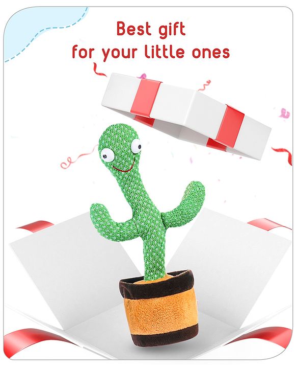 Babyhug Dancing Cactus Talking Toy  Green | Dancing cactus entertainer that reacts to touch | Develops Motor Skills, Vision, Hearing & Sensory Response | BIS Certified