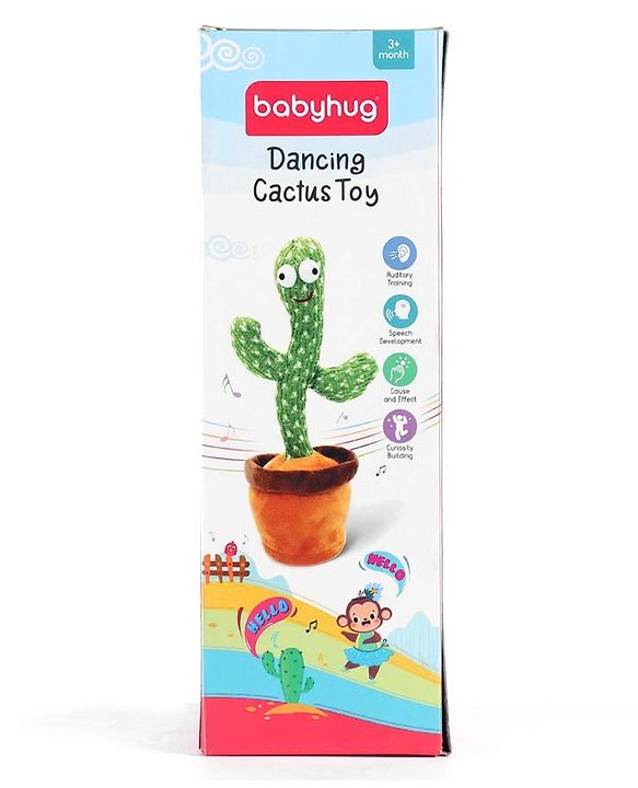 Babyhug Dancing Cactus Talking Toy  Green | Dancing cactus entertainer that reacts to touch | Develops Motor Skills, Vision, Hearing & Sensory Response | BIS Certified