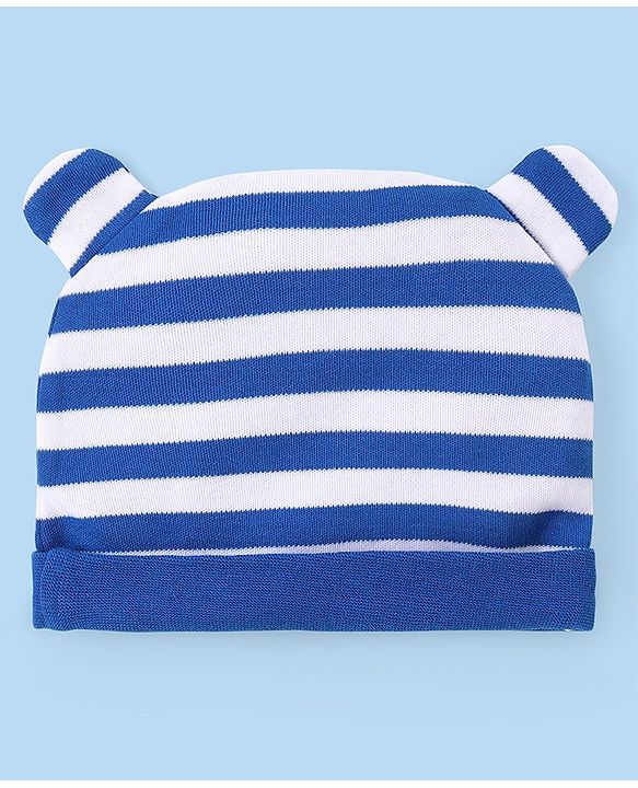 Babyhug 100% Cotton Knit Full Sleeves  Onesies with Leggings Cap & Mittens Koala Print - Blue & White