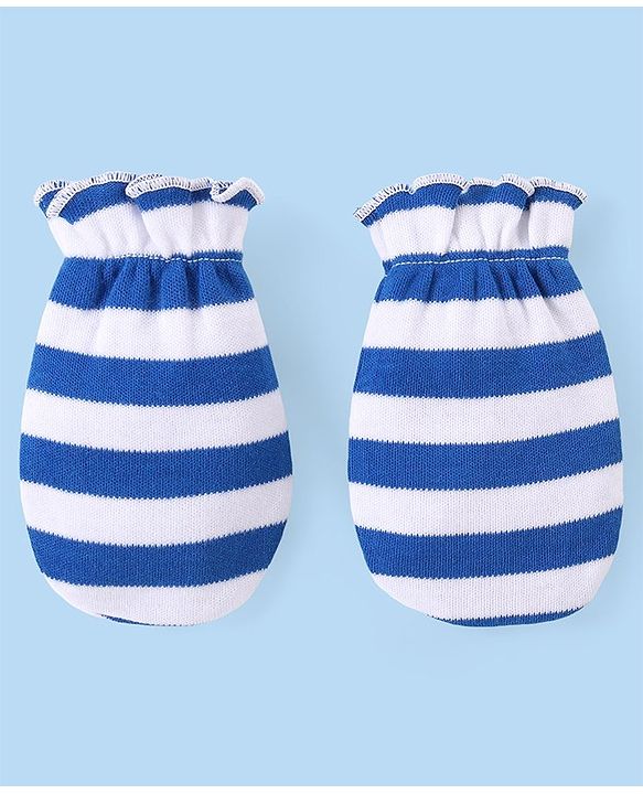 Babyhug 100% Cotton Knit Full Sleeves  Onesies with Leggings Cap & Mittens Koala Print - Blue & White