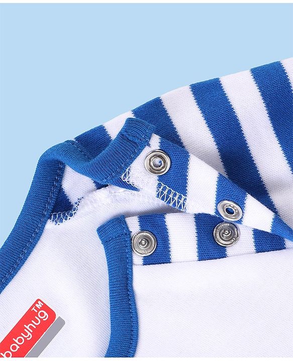 Babyhug 100% Cotton Knit Full Sleeves  Onesies with Leggings Cap & Mittens Koala Print - Blue & White