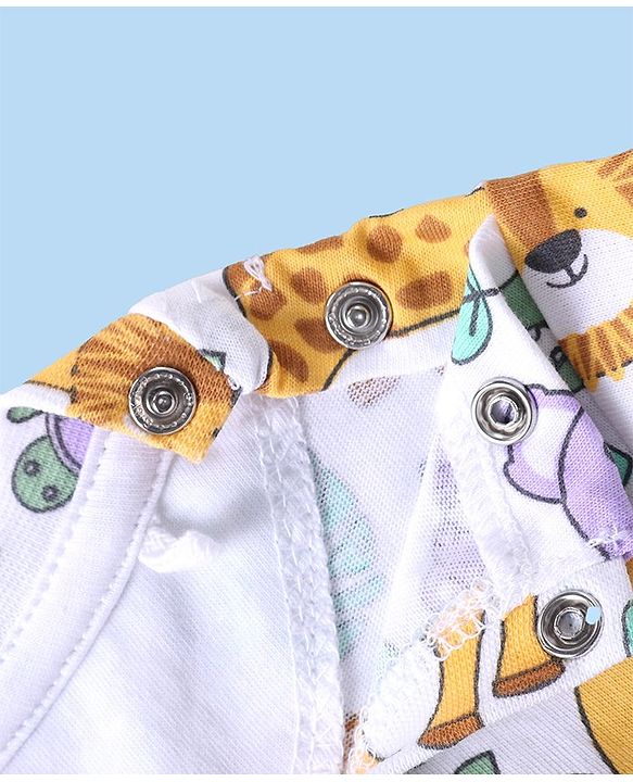 Babyhug Cotton Knit Half Sleeves Animals Printed T-Shirt & Shorts Set - Multicolor