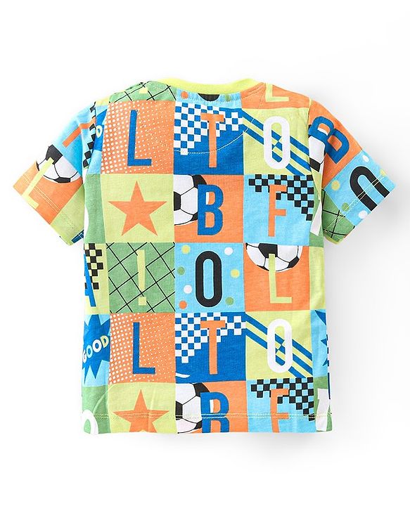 Babyhug Cotton Knit Half Sleeves T-Shirt & Shorts Set With Text Print - Multicolor