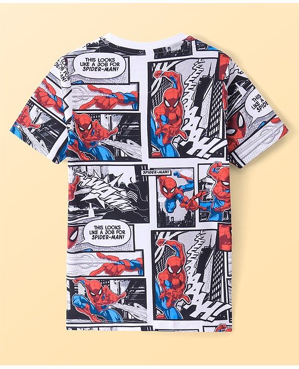 Pine Kids Marvel Single Jersey Knit Half Sleeve Night Suit with Spiderman Print - Multicolor