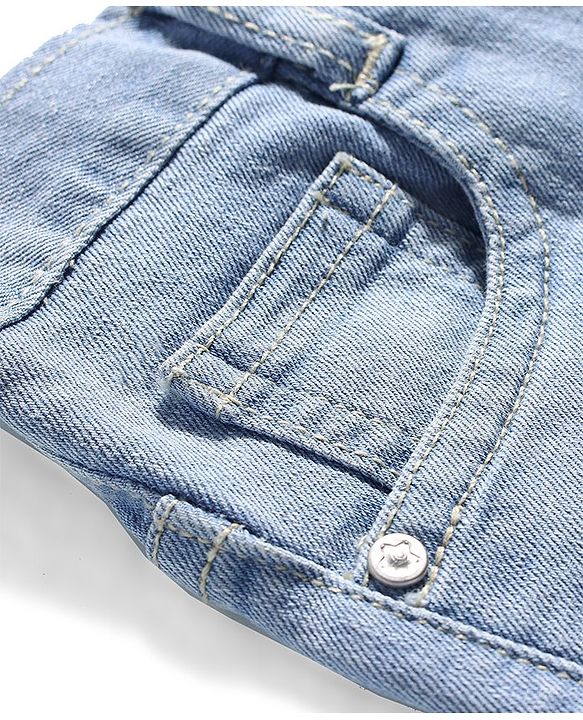 Babyhug Full Length Denim Washed Jeans with Stretch - Light Blue