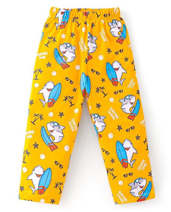 Babyhug Cotton Knit Full Sleeves Night Suit with Dolphin Printed- Yellow