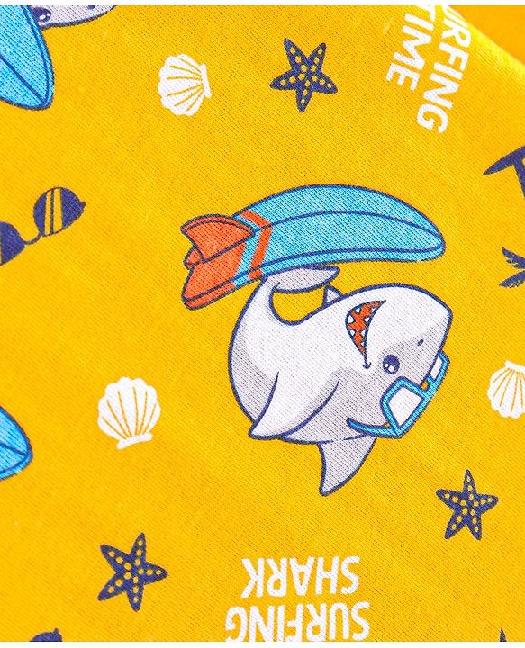 Babyhug Cotton Knit Full Sleeves Night Suit with Dolphin Printed- Yellow