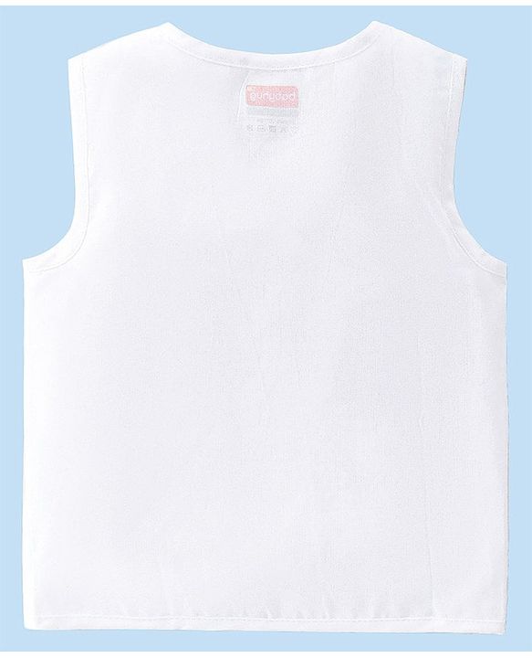 Babyhug 100% Cotton Woven Sleeveless Side Tie Knot Jhablas Solid Pack of 3 - White