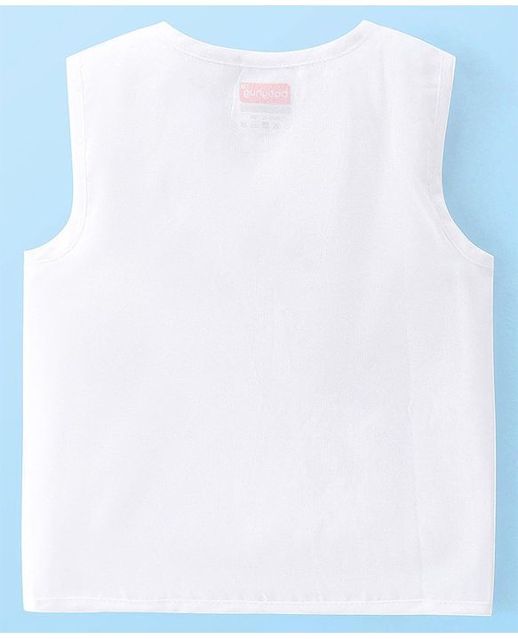 Babyhug 100% Cotton Woven Sleeveless Side Tie Knot Jhablas Solid Pack of 3 - White