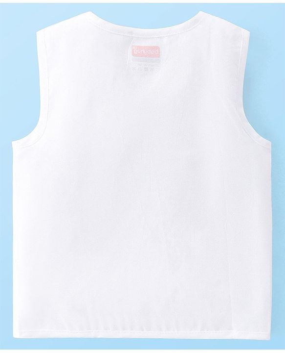 Babyhug 100% Cotton Woven Sleeveless Side Tie Knot Jhablas Solid Pack of 3 - White