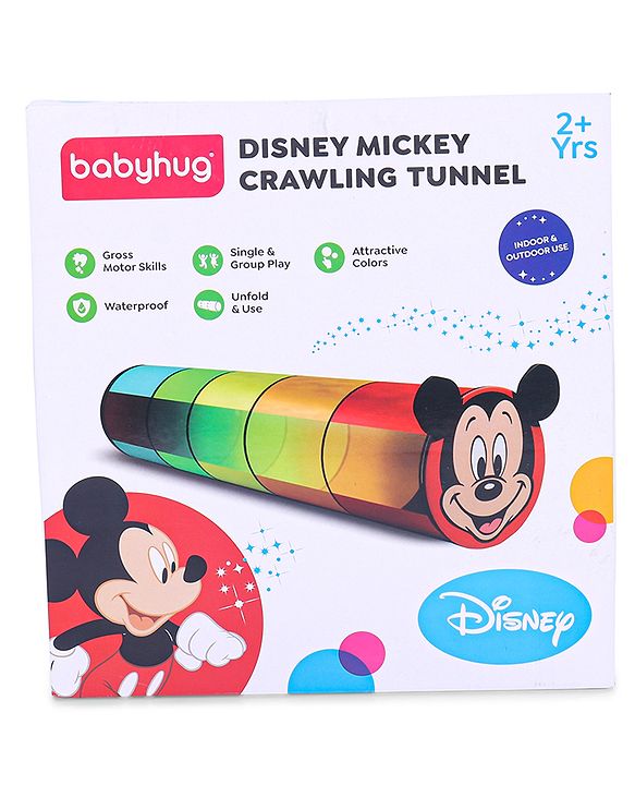 Babyhug Disney Mickey Mouse 6 Feet Long Foldable Crawling Tunnel - Red