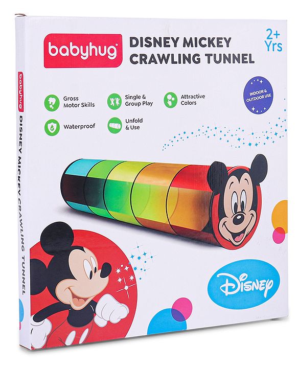 Babyhug Disney Mickey Mouse 6 Feet Long Foldable Crawling Tunnel - Red